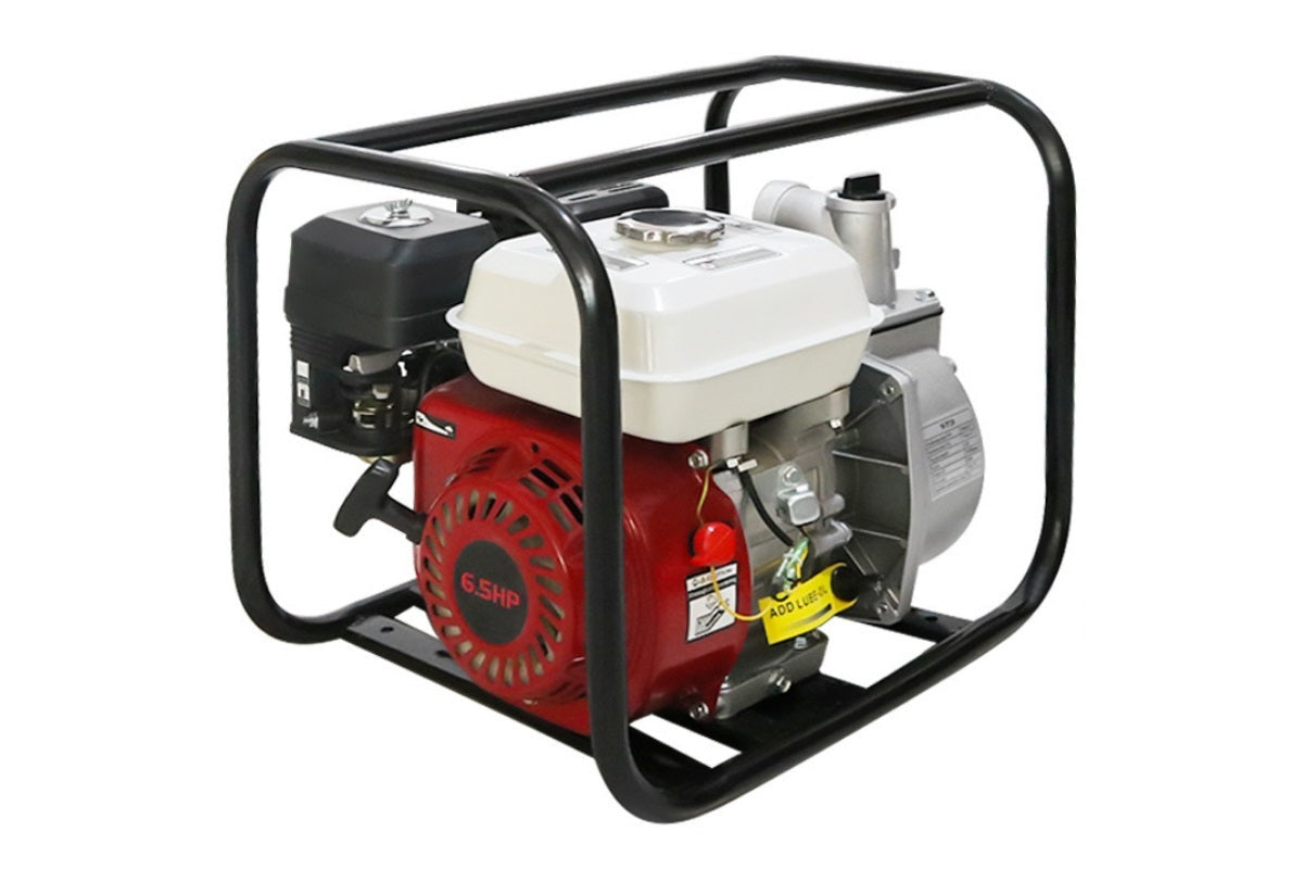 Close up of petrol water pump 65HP engine and fuel tank