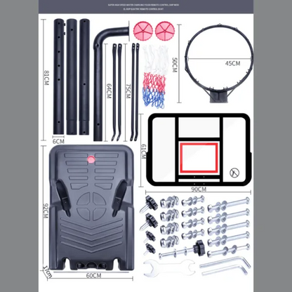 Basketball hoop ring diameter showing 45 centimetres