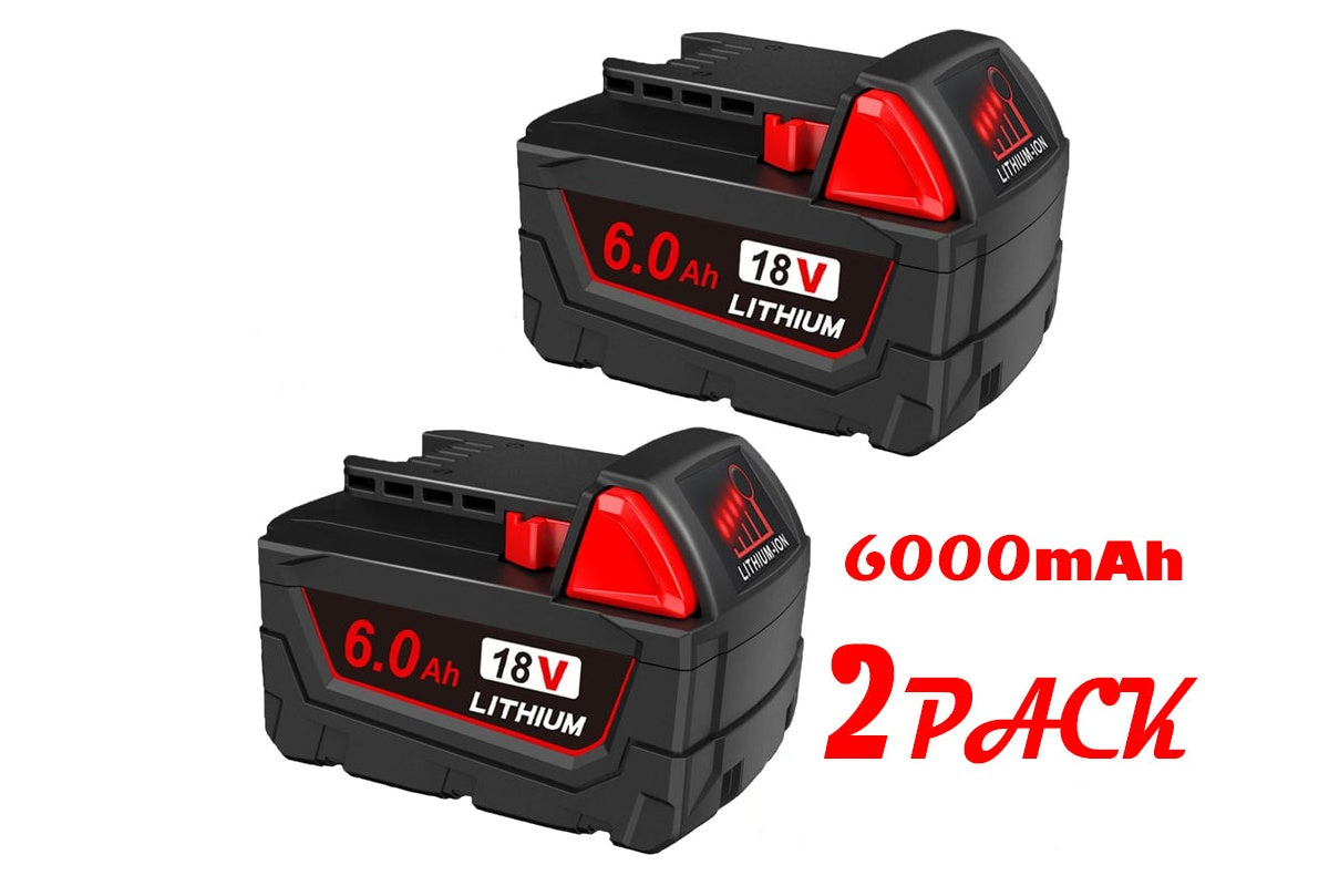 Side angle of Milwaukee M18 18V 60Ah replacement battery in black