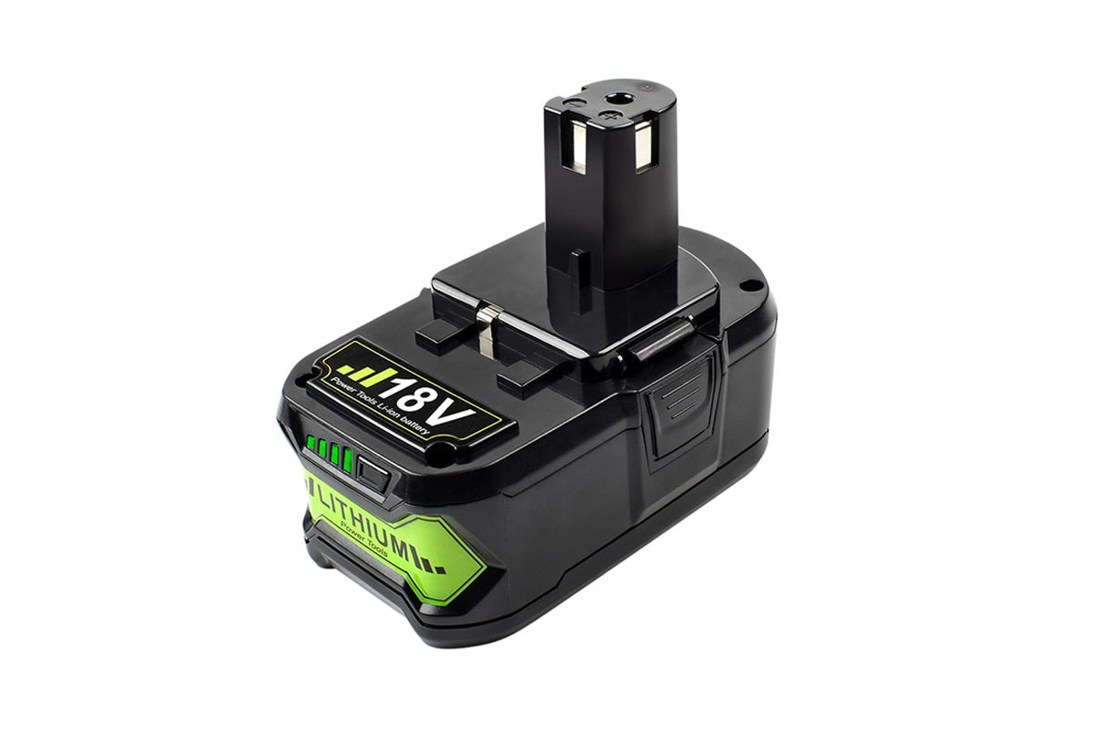 Close up of Ryobi 18V 3Ah lithium-ion battery terminals