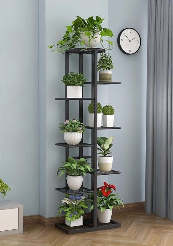 8 Tier Flower Stand Plant Pot Rack 9 pots Black