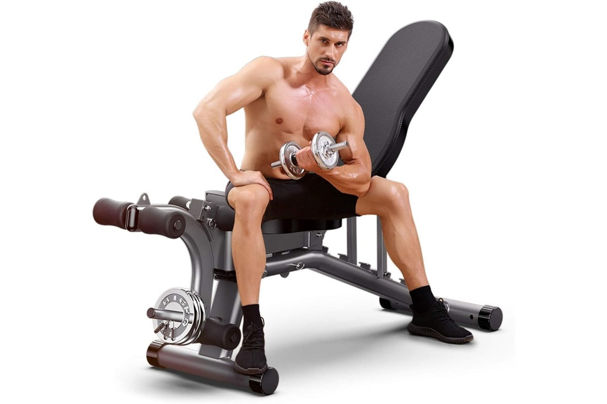 Close up of foam padded handles on adjustable FID weight bench