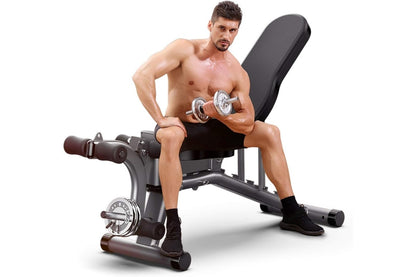 Close up of foam padded handles on adjustable FID weight bench