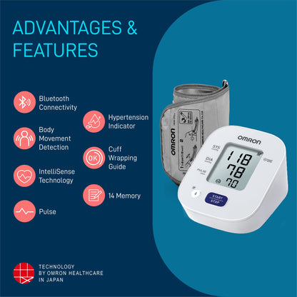 Omron blood pressure monitor showing hypertension indicator
