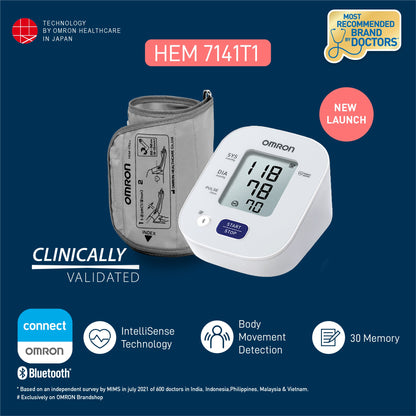 Omron blood pressure monitor connected to smartphone app