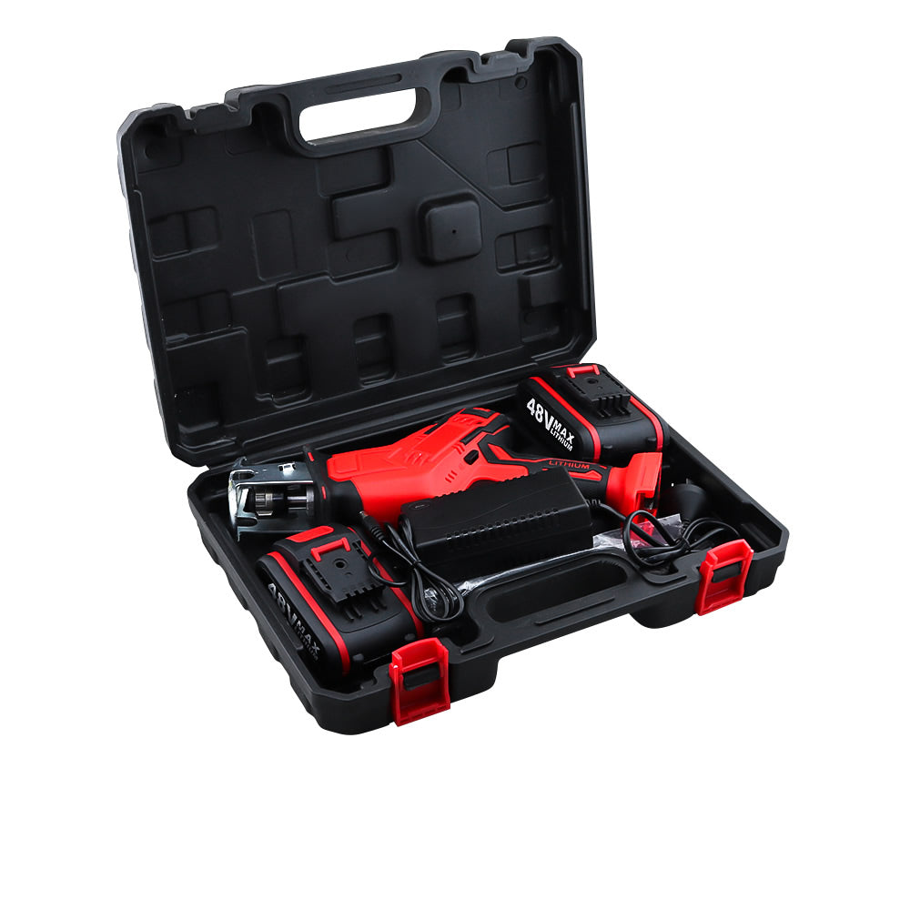 Carrying case for cordless reciprocating saw and accessories