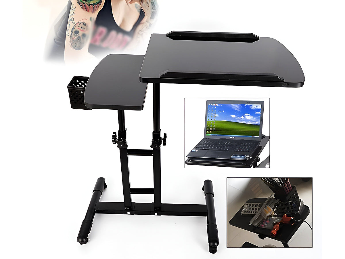 Laptop table desk stand with divided desktop boards for convenience