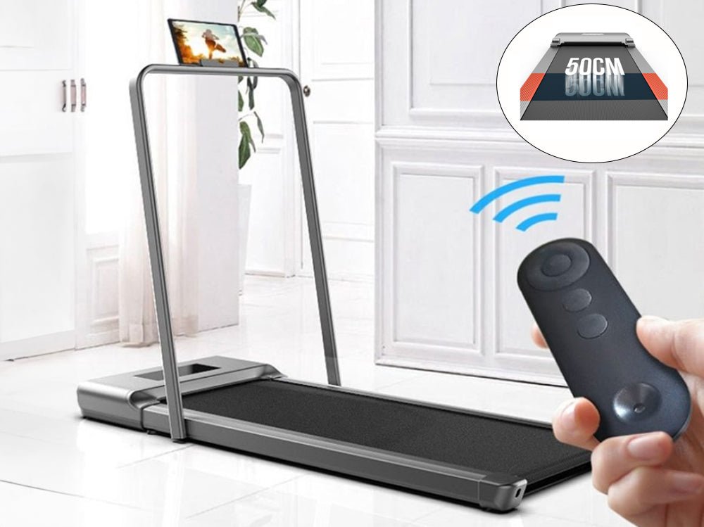 Compact treadmill showing speed settings on LED screen