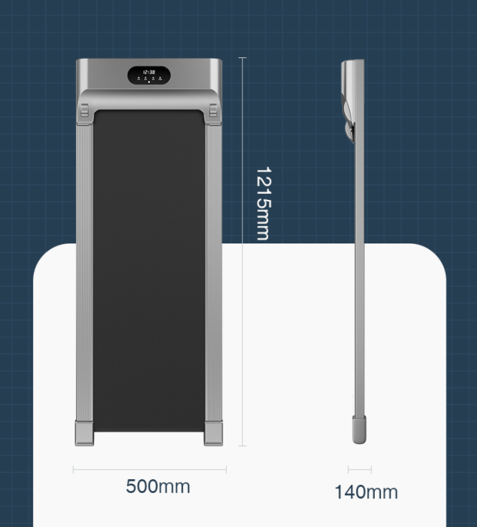 Compact treadmill showing speed settings on LED screen