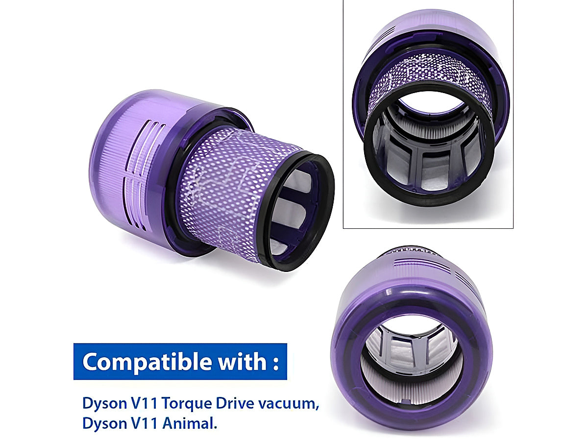 Side view of Dyson V11 vacuum filter replacement in white colour