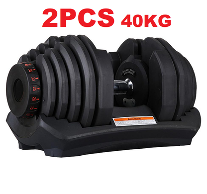 Rubber grip handle on adjustable dumbbells 80Kg for secure hold