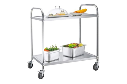 Close up of kitchen trolley smooth-rolling wheels for easy movement