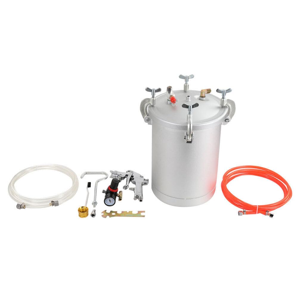 15L paint pressure tank system displayed with cleaning brush and wrench