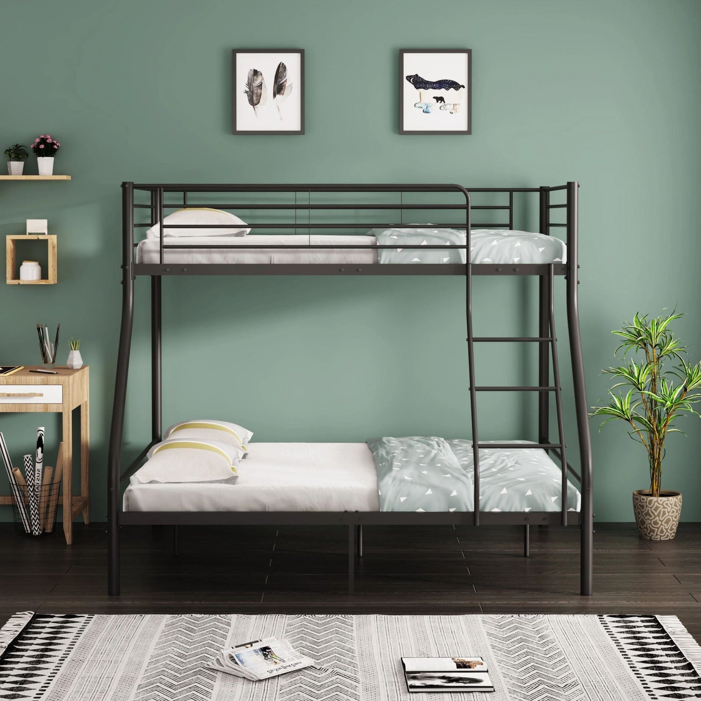 Metal Triple Bunk Bed  Black