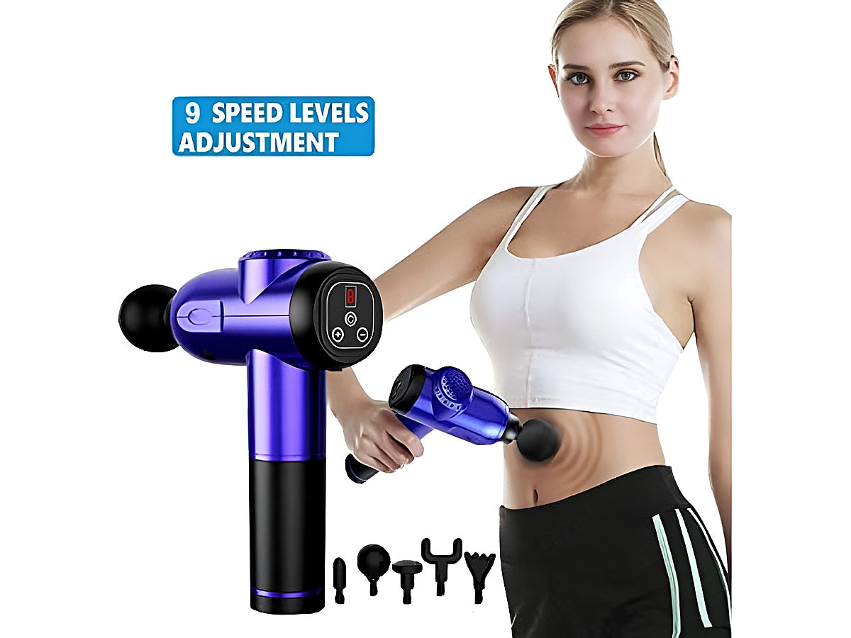 Side angle of deep tissue massager highlighting compact size