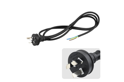 Close up of power cord 3 pin plug with AS NZS certification mark