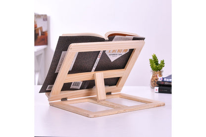 Foldable cook book stand showing metal clips