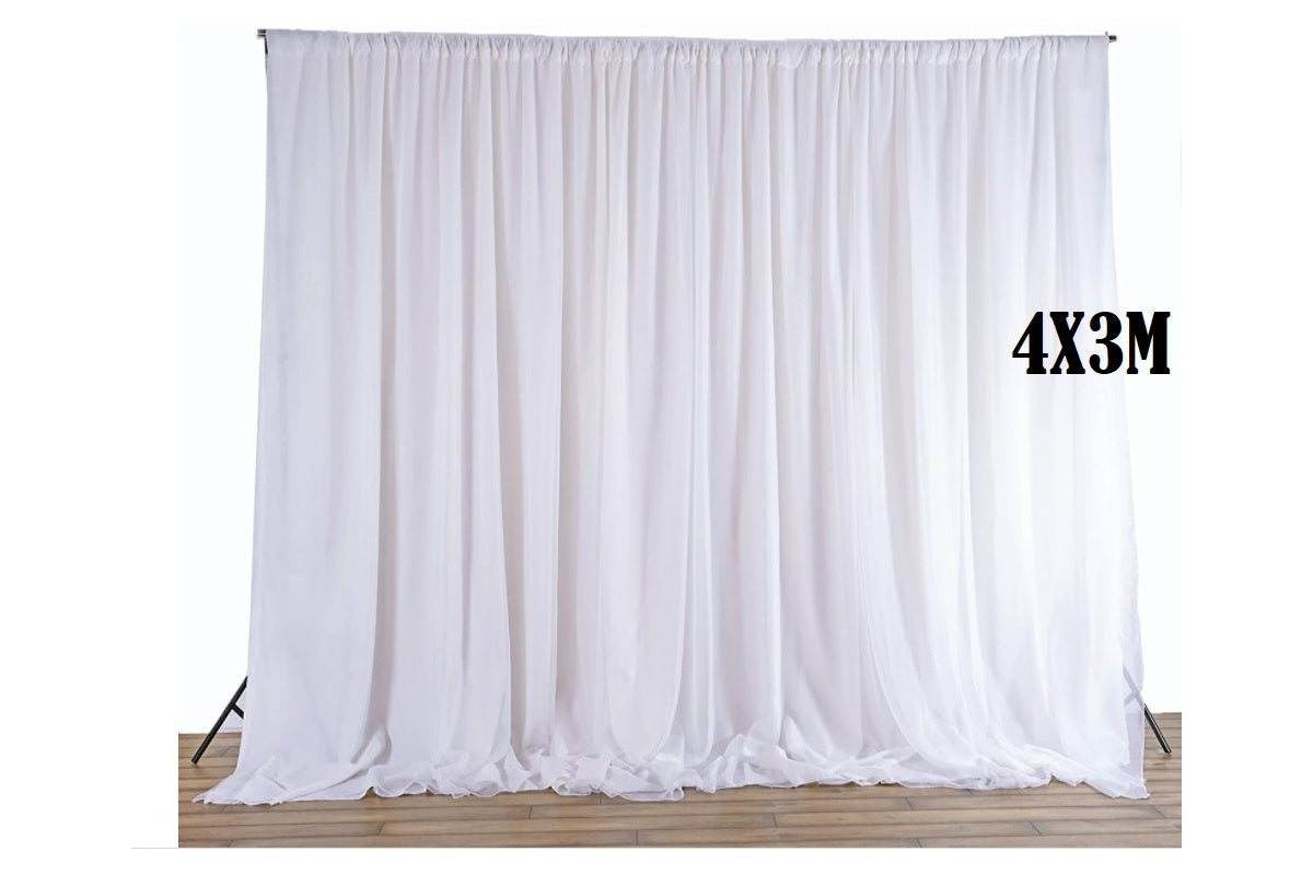 Side view of white sheer silk drapes curtain for weddings