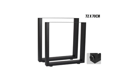 Close up of black powder coated metal table leg