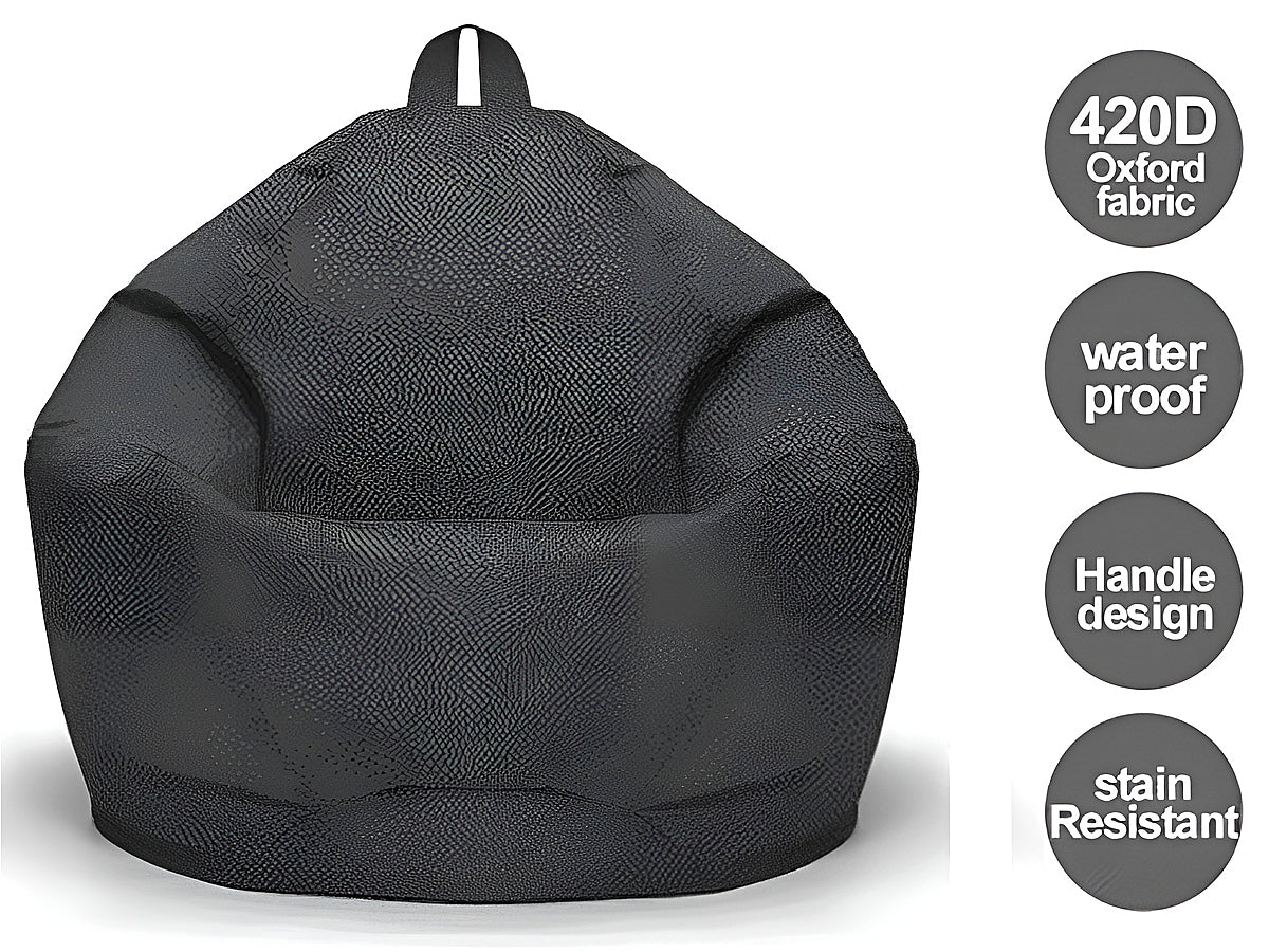 Bean bag cover used as storage for cushions and blankets