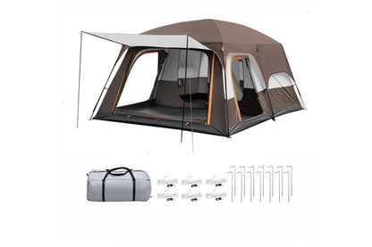 Side angle of camping tent 5-8 person family tent showing two rooms