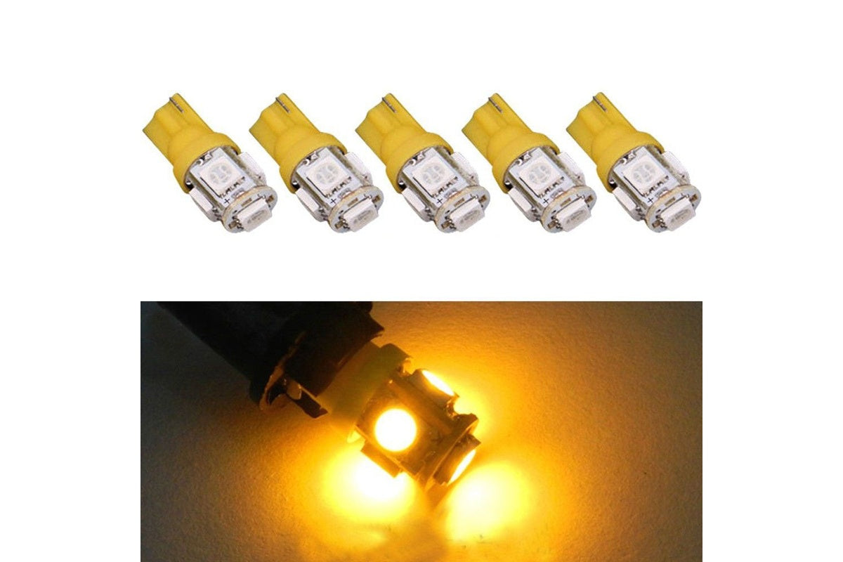 Side view of T10 5 SMD yellow LED bulb for car use