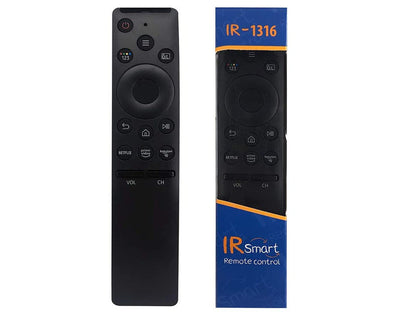 Samsung Smart TV remote replacement resting on a wooden table