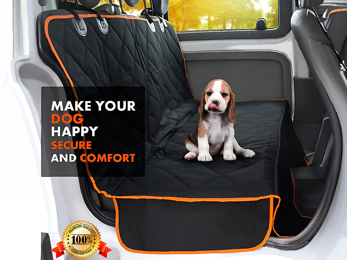 Pet car seat cover hammock protecting car seat from pet fur and dirt