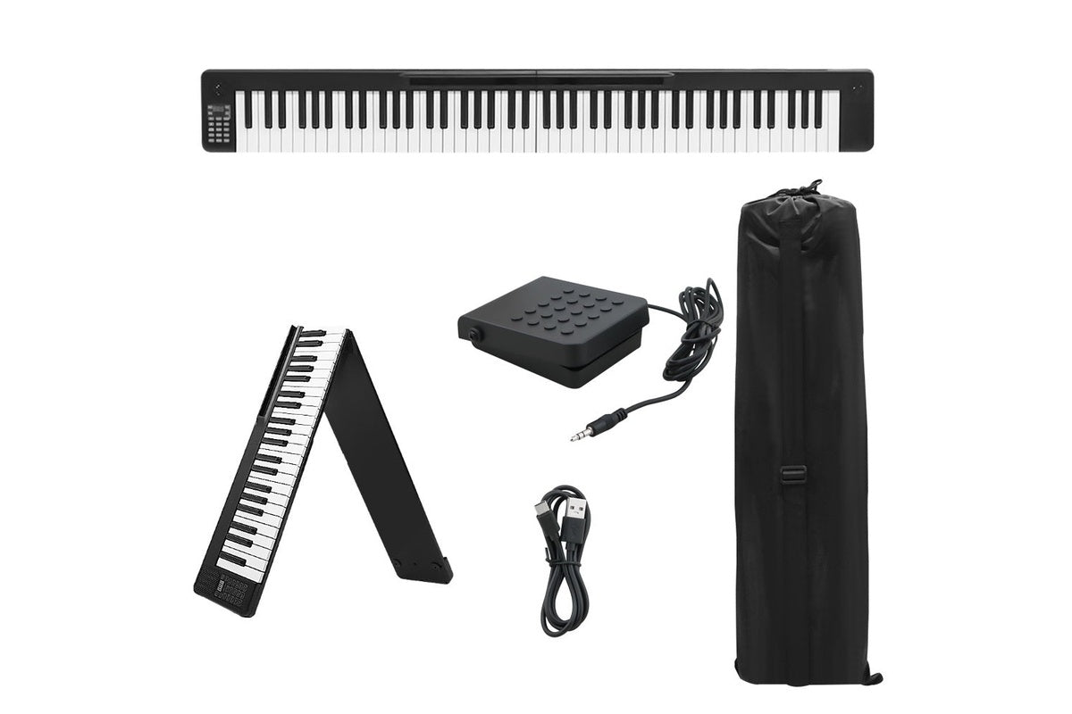 Close up of 88 key digital stage piano semi-weighted keys