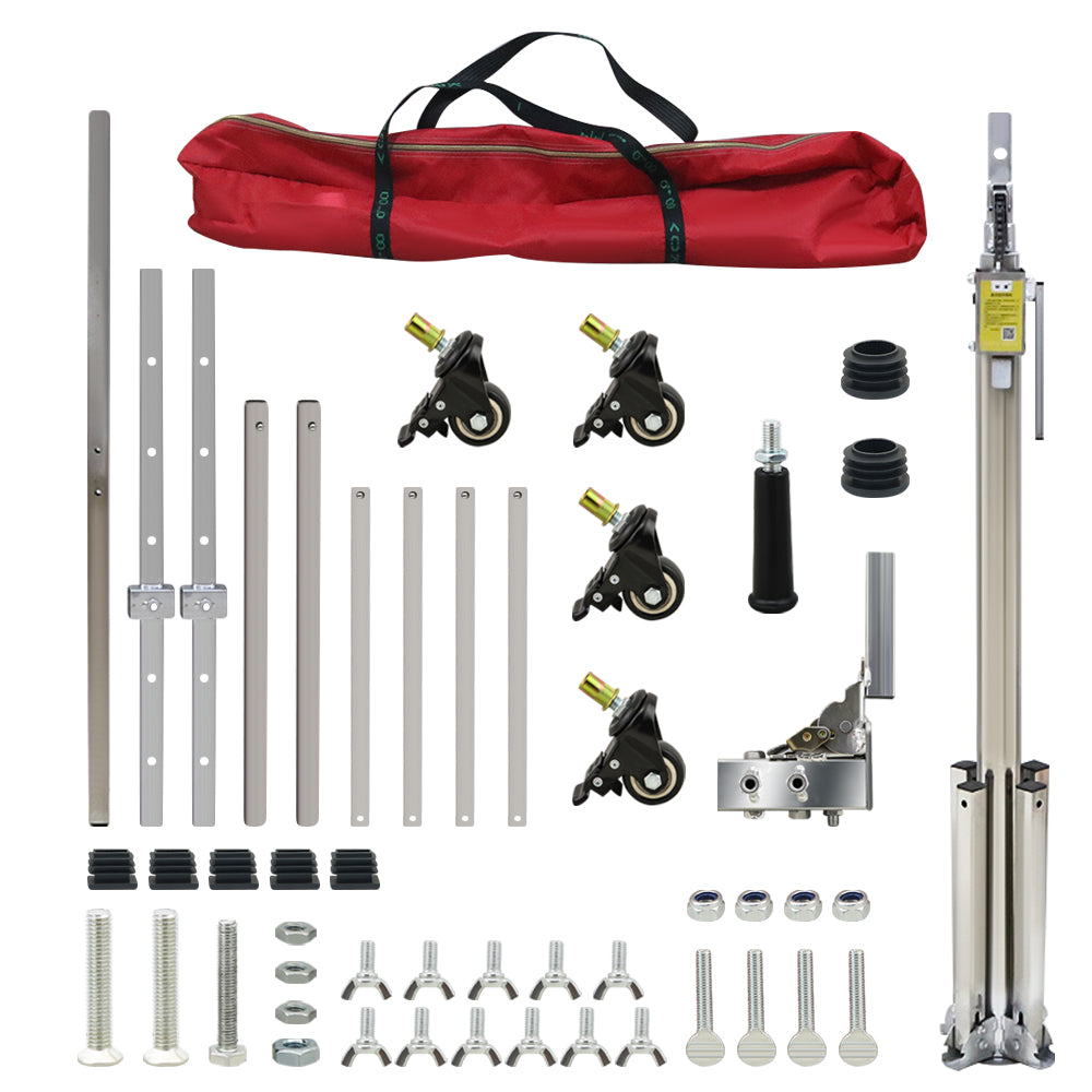 Foot stops on drywall lifter for safety and stability