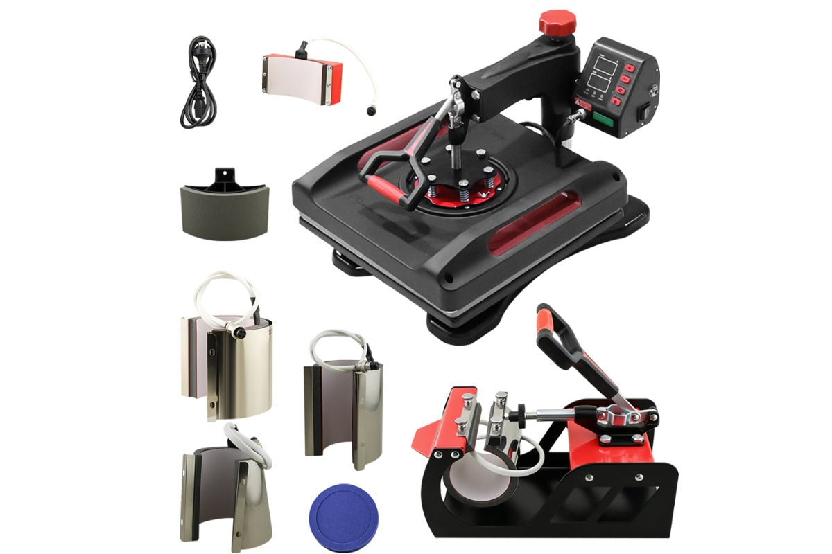 Close up of heat press machine LCD timer and temperature controls