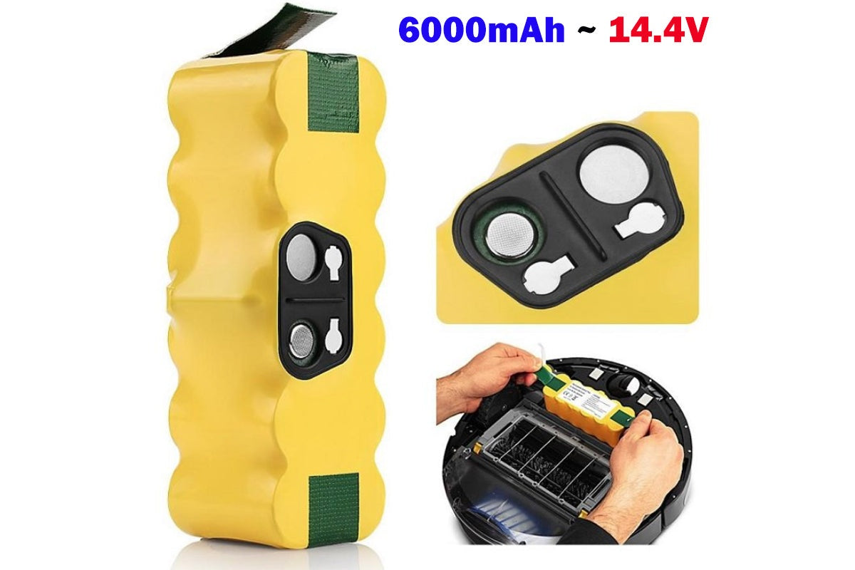 Side view of Roomba replacement battery for robot vacuum