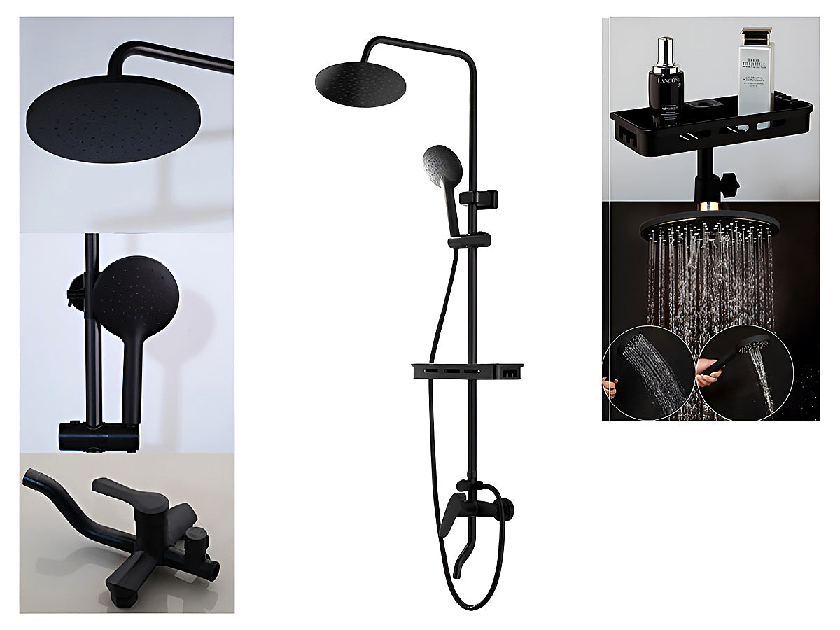 Close up of shower set with mixer 200mm rainfall head