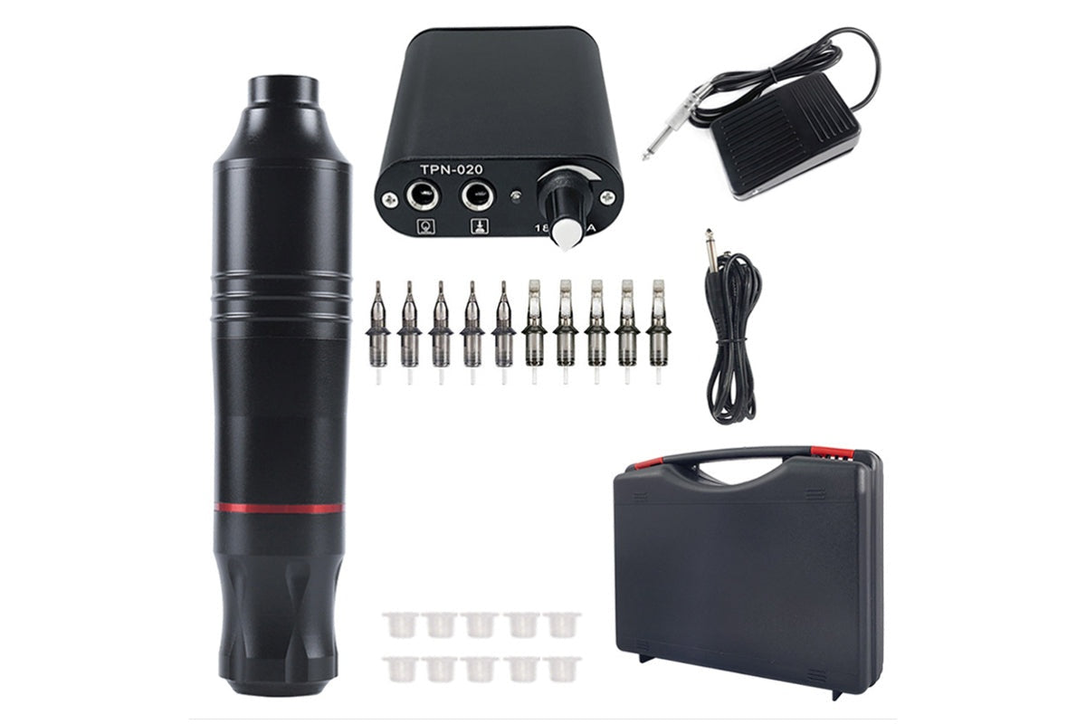 Close up of tattoo sprayer kit aluminium motor pen detail