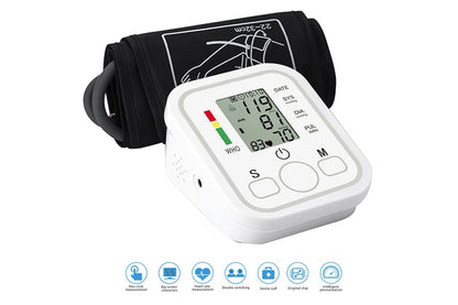 Digital Blood Pressure Monitor LCD display showing readings