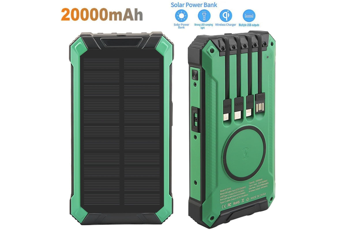 Close up of solar panel on solar power bank for outdoor charging