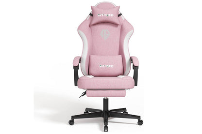 Close up of pink PU leather surface on gaming chair