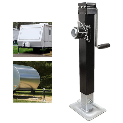 Trailer jack square tube design showing strong steel construction