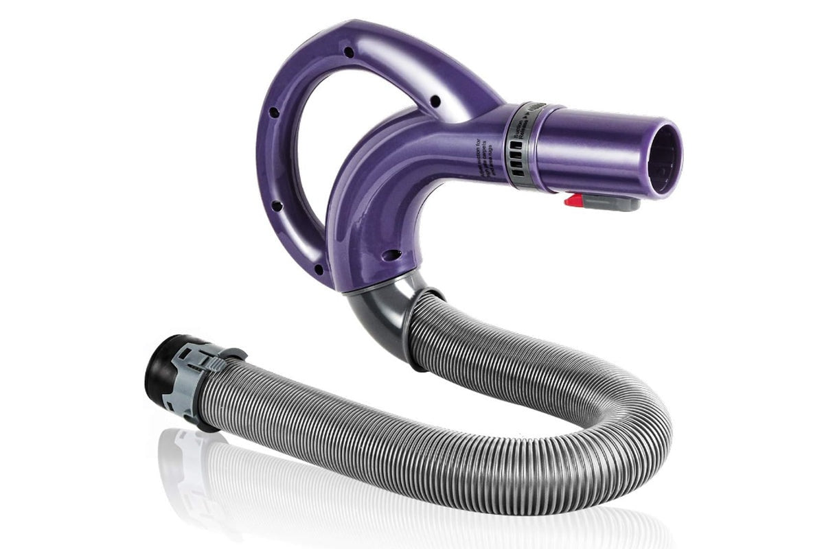 Close up of purple replacement hose handle material and design