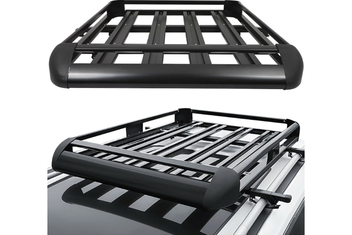 Roof rack basket showing powder-coated aluminium frame