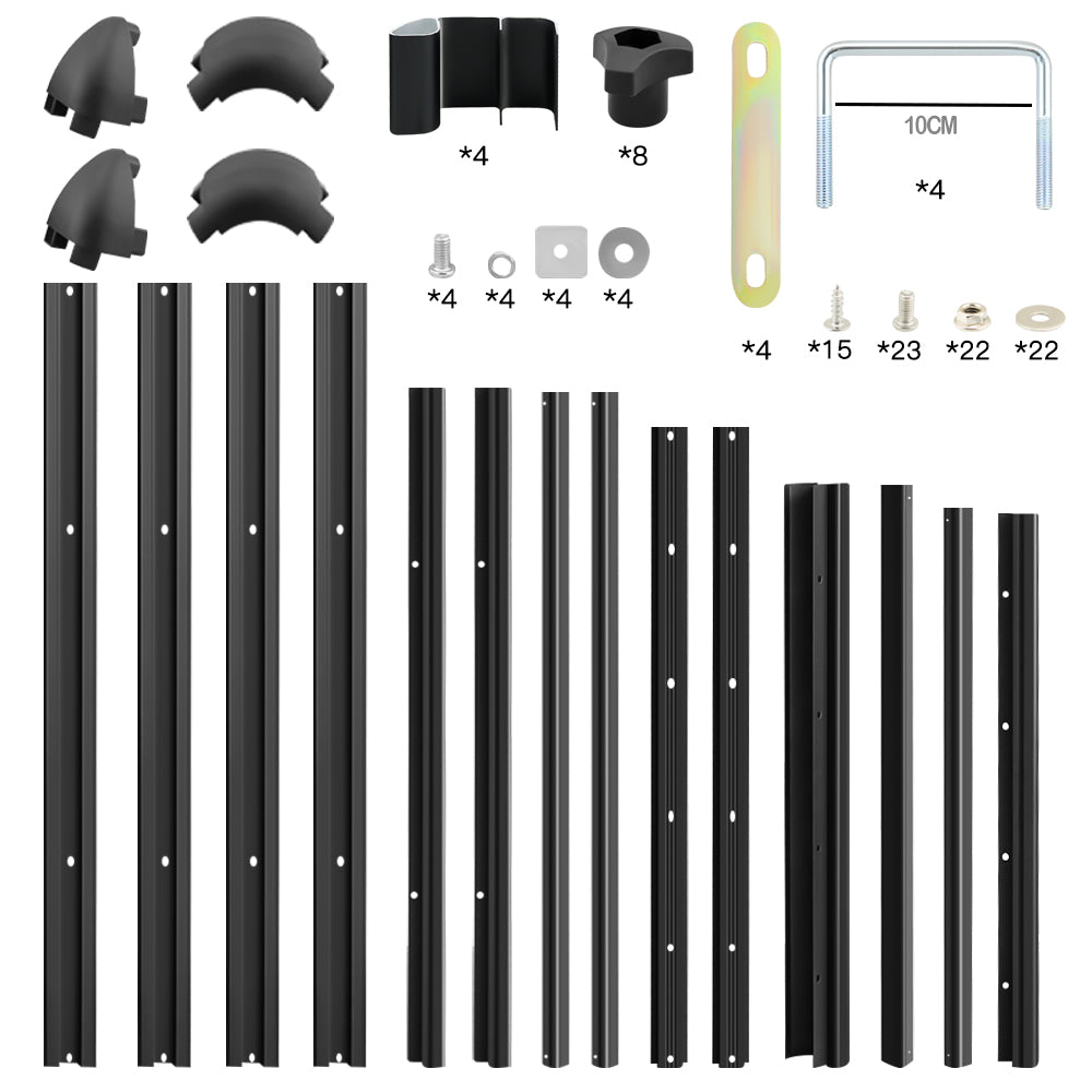 Top angle of universal roof rack basket black finish