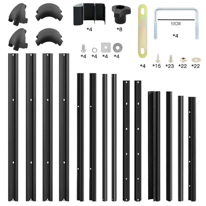 Top angle of universal roof rack basket black finish