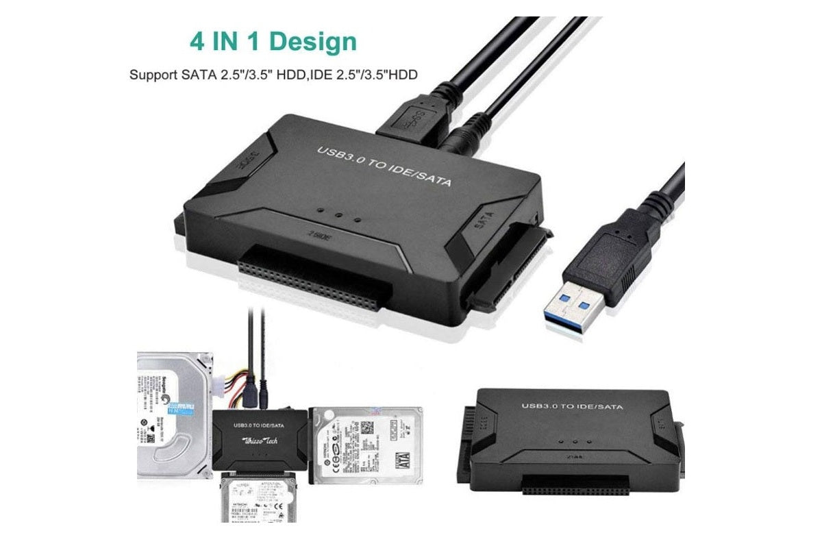 Close up of USB 30 connector on hard drive converter cable