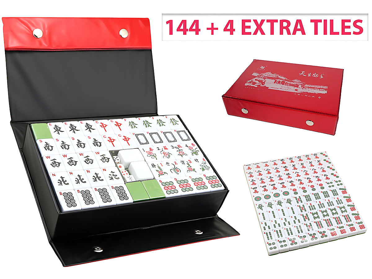 Mahjong Set With Numbers and Characters Green