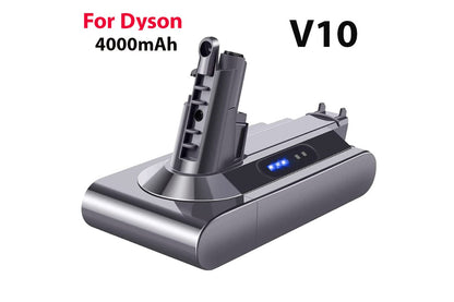 Side view of Dyson V10 battery replacement with aluminium casing
