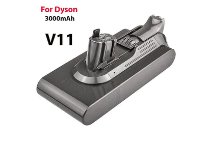 Side angle of Dyson V11 battery replacement in black casing