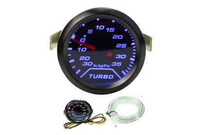 Side view of turbo boost gauge 52mm showing smoke tint lens
