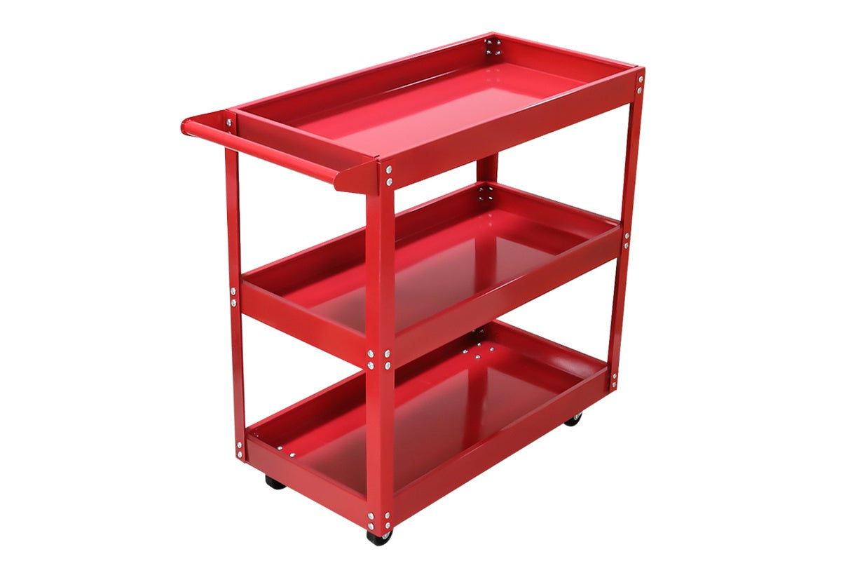 Steel tool cart trolley with powder-coated finish close-up