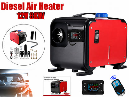 Diesel Air Heater All-in-one 12V 8KW LCD Remote Control for Car RV Indoors machinery