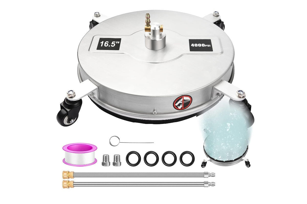 Side angle of 165 inch surface cleaner with stainless steel housing